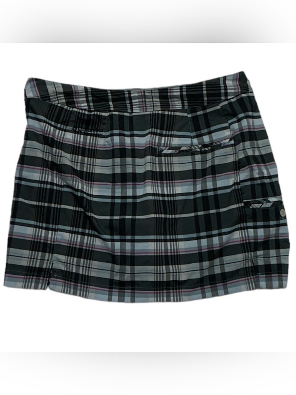 Columbia Titanium  Plaid Golf Skort Skirt w/ Shorts Zipper & Button Close Size 6
